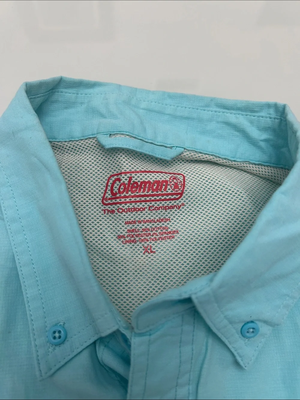 Coleman Men’s Short-Sleeve Button Down Shirt - Aqua Blue XL